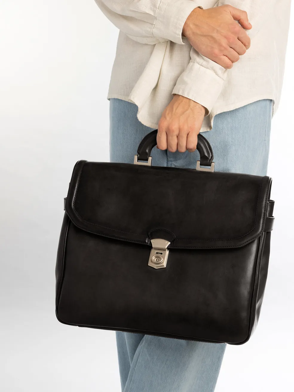 Discount Officine Creative QUENTIN 011 - Leather Briefcase BLACK