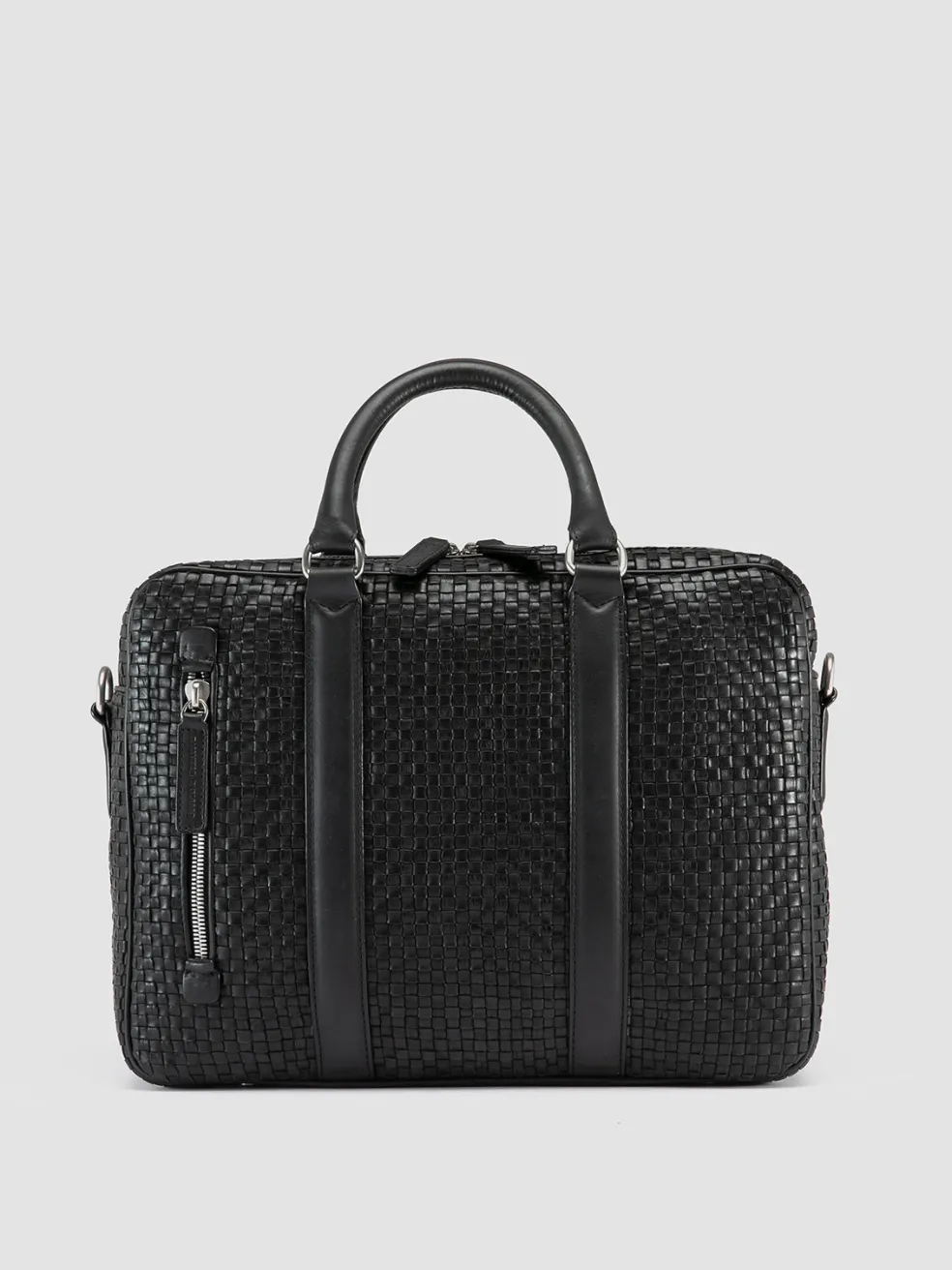 Online Officine Creative QUENTIN 110 - Woven Leather Briefcase BLACK