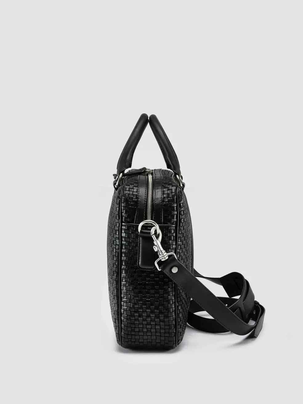 Online Officine Creative QUENTIN 110 - Woven Leather Briefcase BLACK