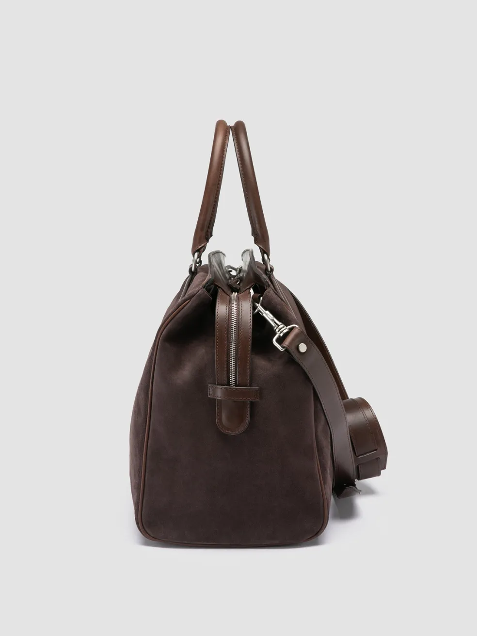 Store Officine Creative QUENTIN 009 - Brown Suede And Leather Bag LICORICE/COFFEE