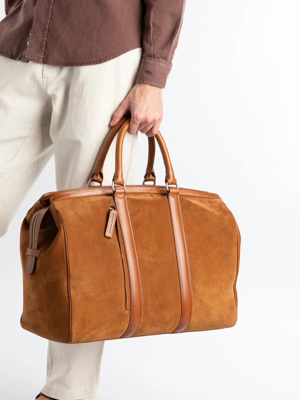 Best Sale Officine Creative QUENTIN 009 - Brown Suede And Leather Bag KENIA/COTTO