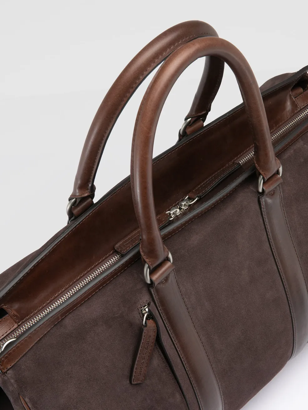 Store Officine Creative QUENTIN 009 - Brown Suede And Leather Bag LICORICE/COFFEE