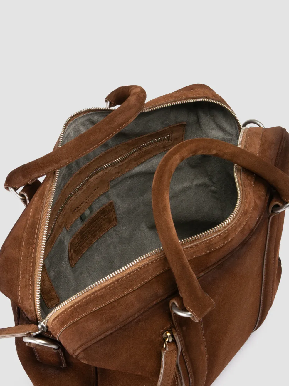 Sale Officine Creative QUENTIN 010 - Brown Suede Bag DARK BROWN