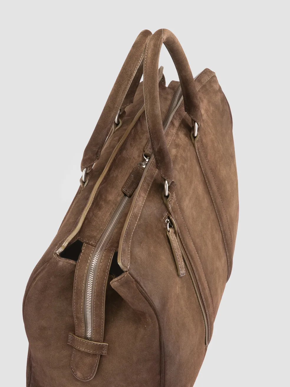 Outlet Officine Creative QUENTIN 009 - Brown Suede Bag OLIVE