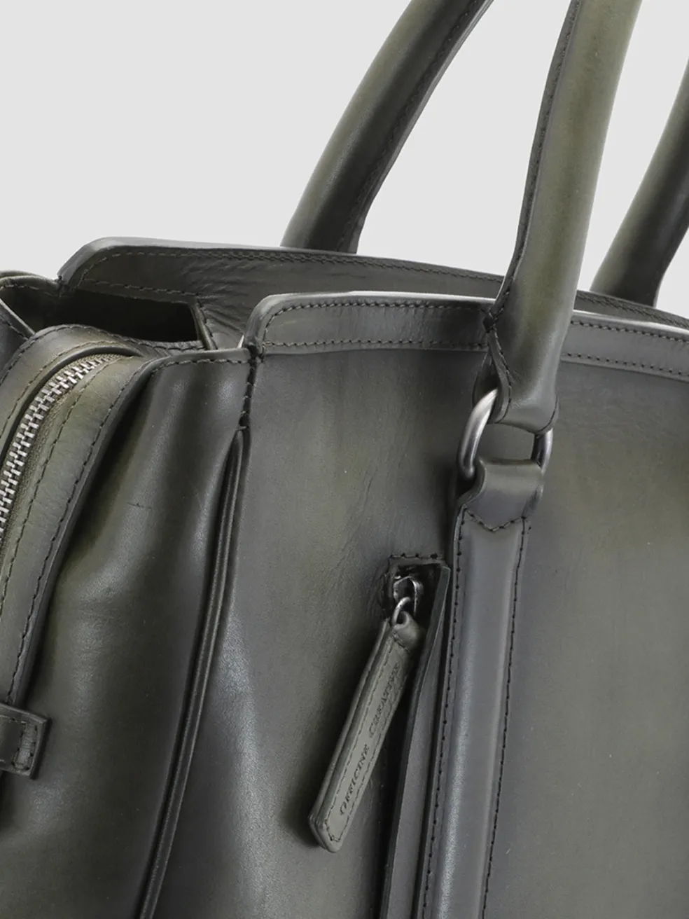 Clearance Officine Creative QUENTIN 02 - Green Leather Hand Bag DEPHTS