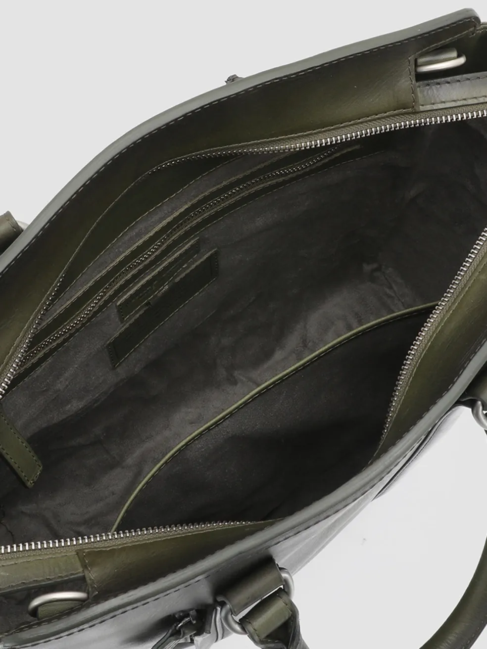 Clearance Officine Creative QUENTIN 02 - Green Leather Hand Bag DEPHTS