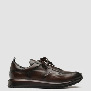 Fashion Officine Creative RACE LUX 003 - Brown Airbrushed Leather Sneakers DARK