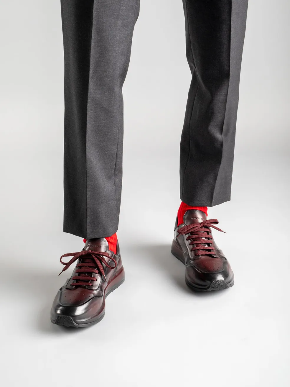 Store Officine Creative RACE LUX 003 - Grey Leather Sneakers LEAD