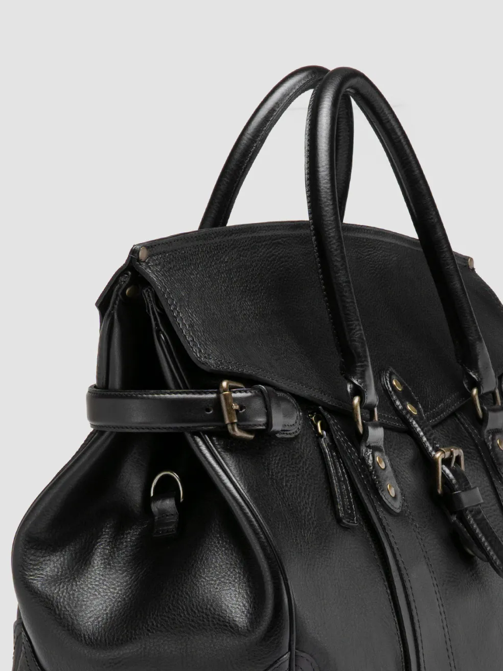 Outlet Officine Creative RARE 042 - Leather Weekender BLACK