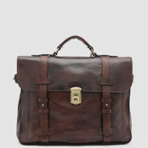 Store Officine Creative RARE 26 - Brown Leather BriefCase DARK BROWN