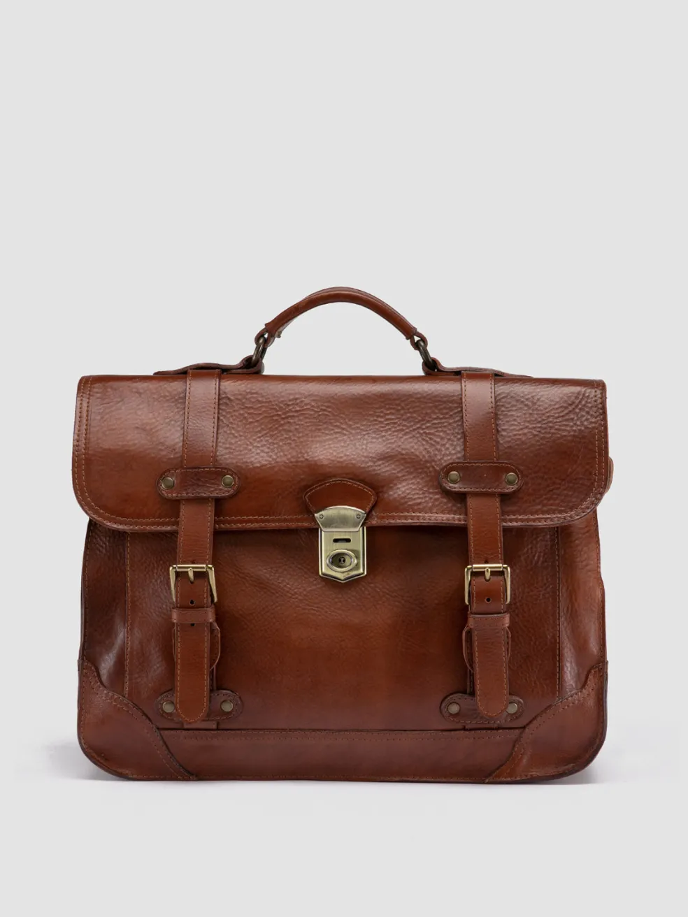 Shop Officine Creative RARE 040 - Leather Briefcase BROWN
