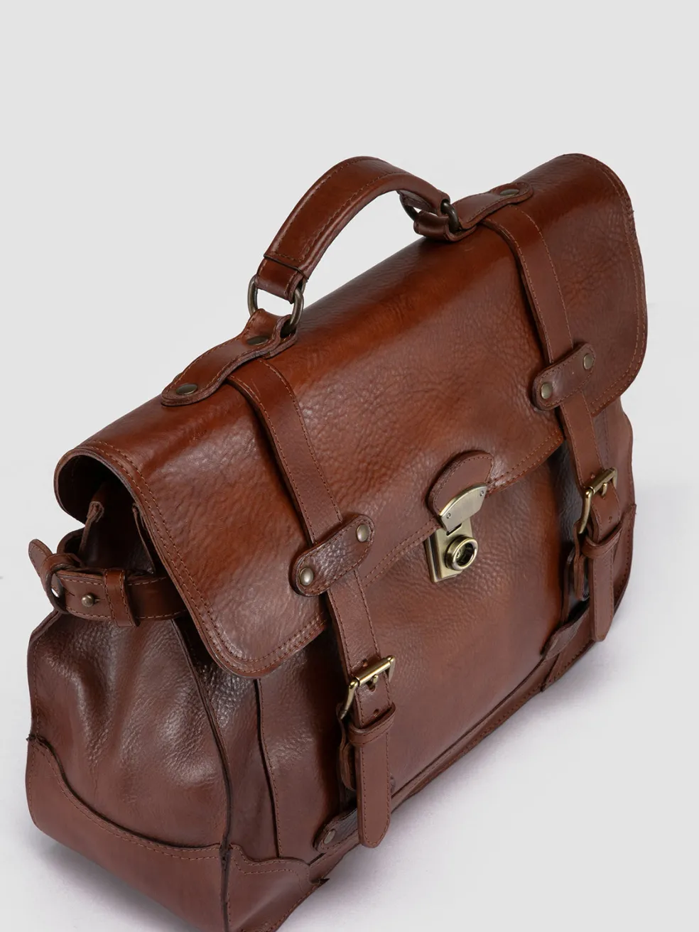 Shop Officine Creative RARE 040 - Leather Briefcase BROWN