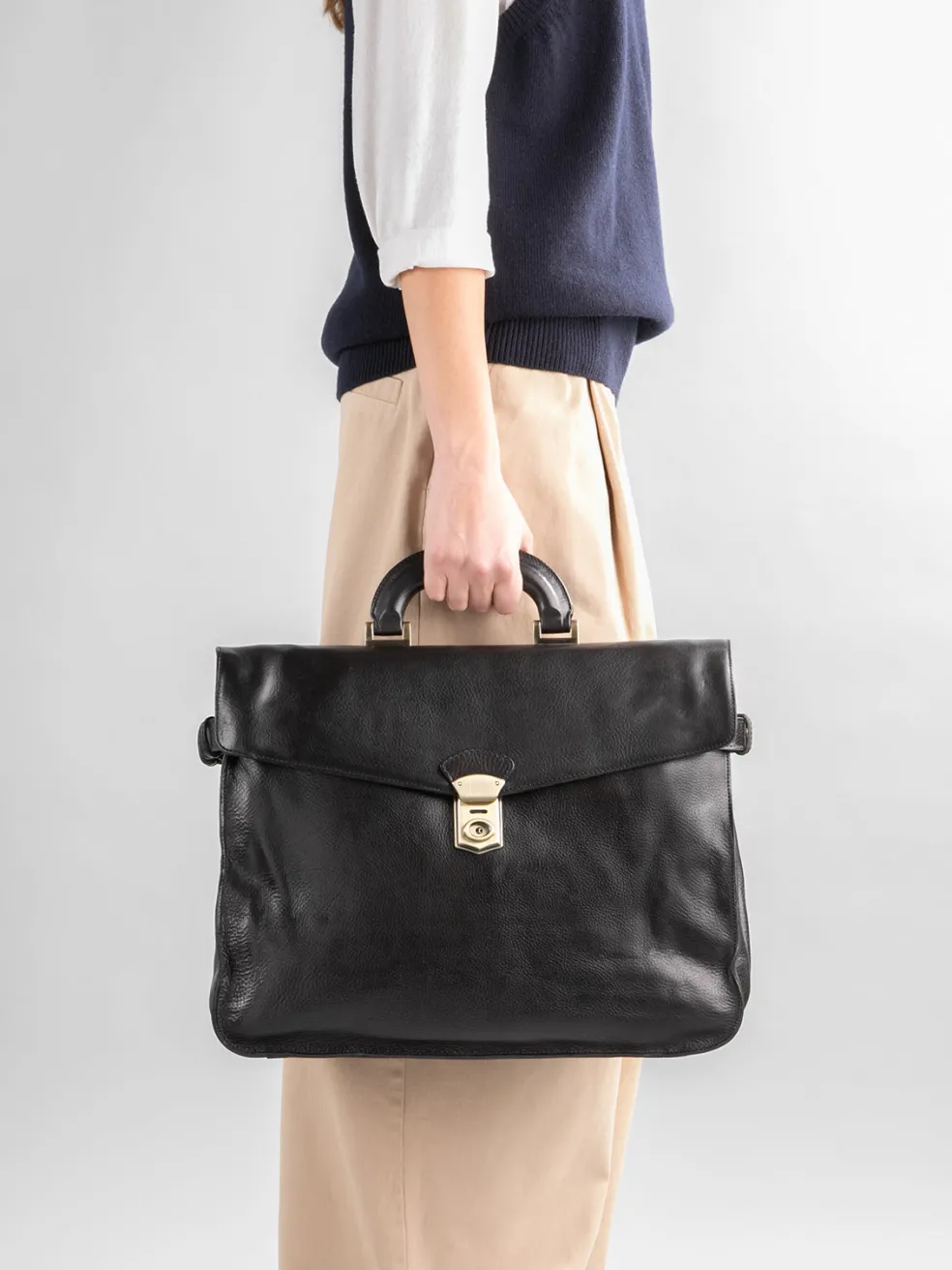 Cheap Officine Creative RARE 036 - Brown Leather Briefcase MORO