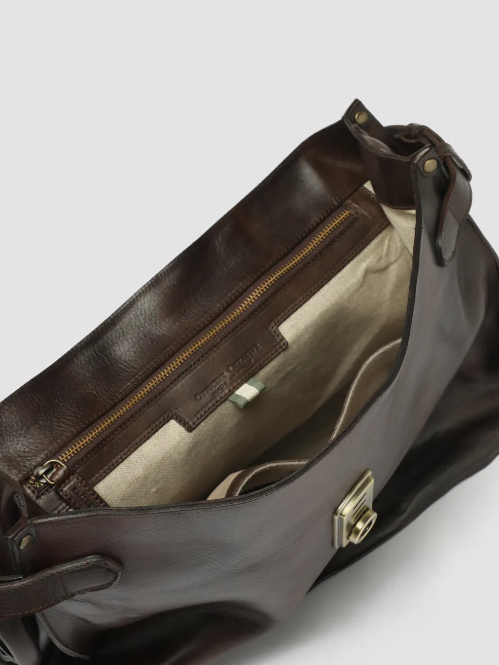 Cheap Officine Creative RARE 036 - Brown Leather Briefcase MORO