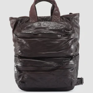 Online Officine Creative RECRUIT 014 - Brown Leather Backpack DARK BROWN
