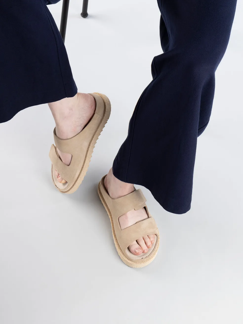 Store Officine Creative SANDS 105 - Ivory Suede Slide Sandals NUDE SPRING