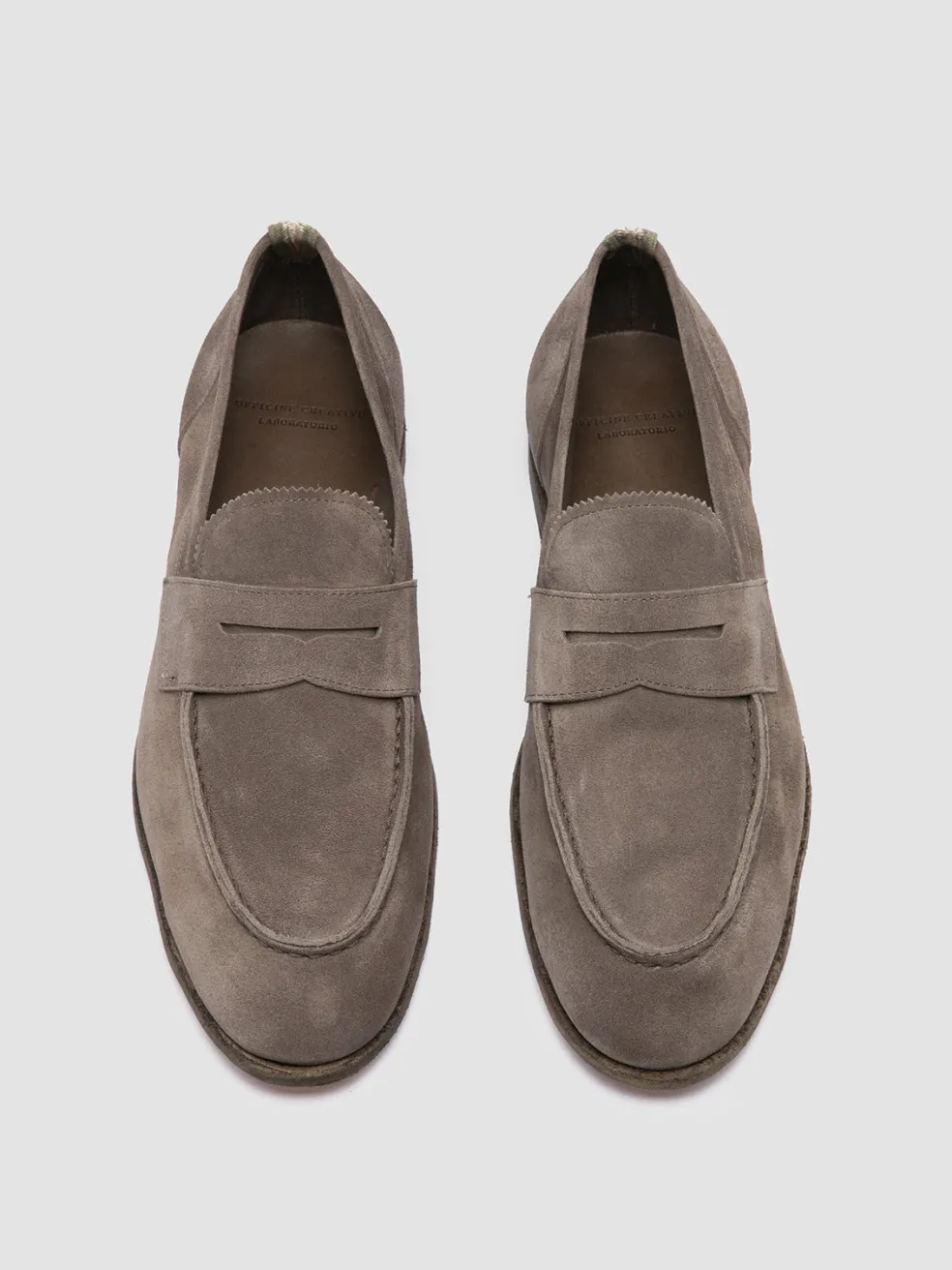 New Officine Creative SOLITUDE 001 - Taupe Suede Penny Loafers OTTER
