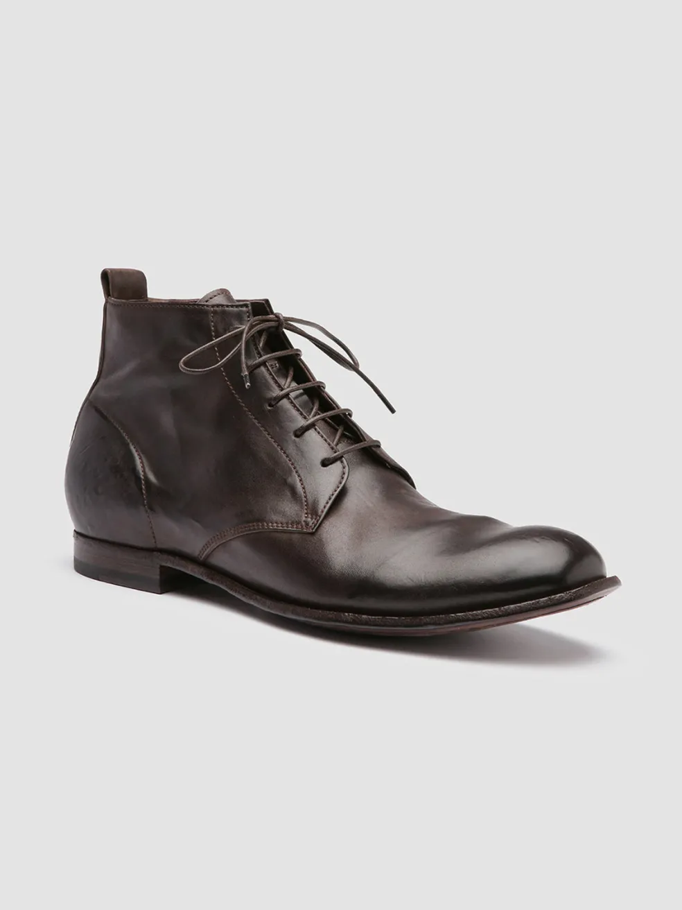 Cheap Officine Creative STEREO 004 - Brown Leather Ankle Boots TESTA DI MORO