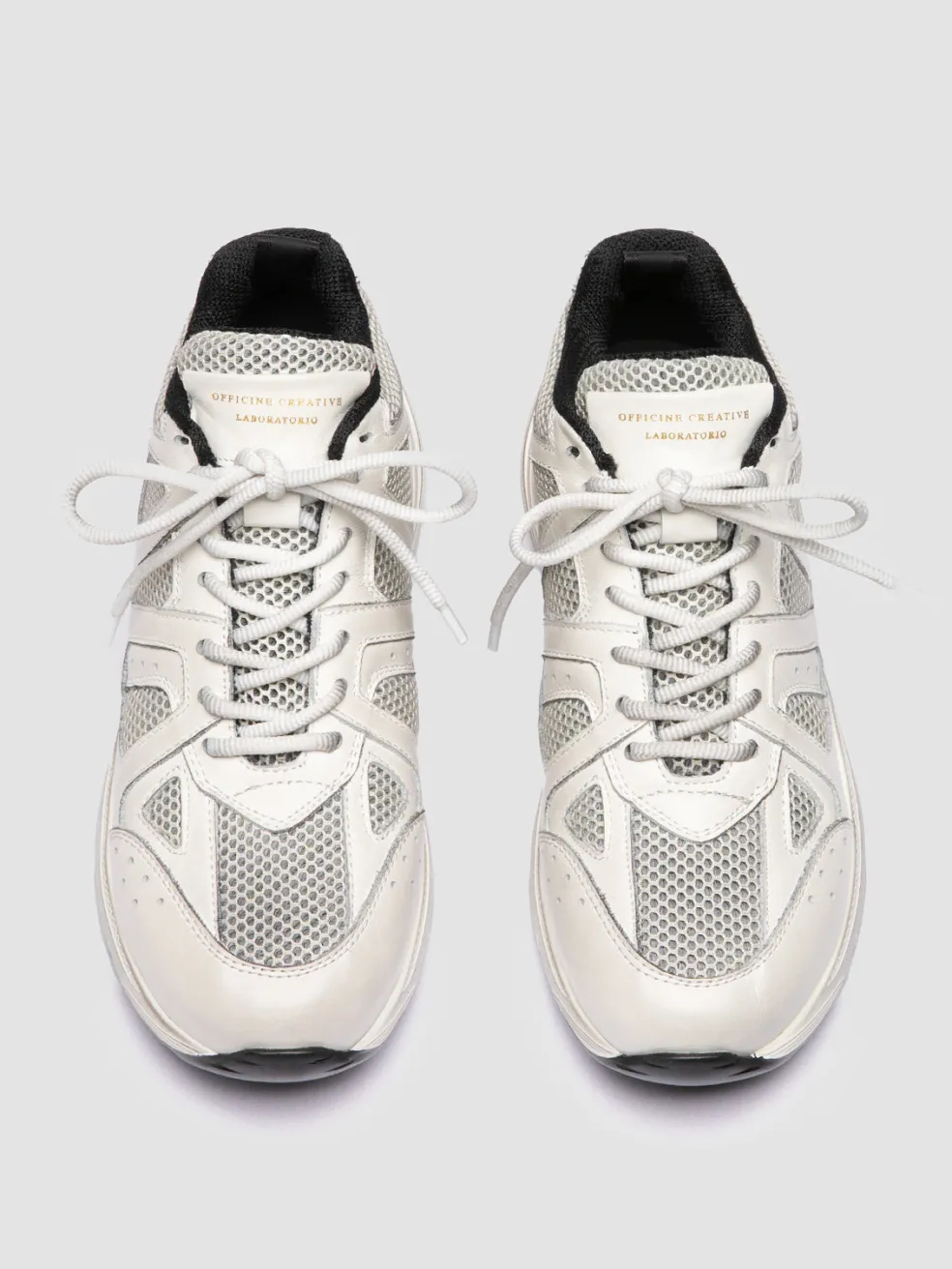 Store Officine Creative SUPURBIA 101 - White Leather & Mesh Low Top Sneakers BURRO