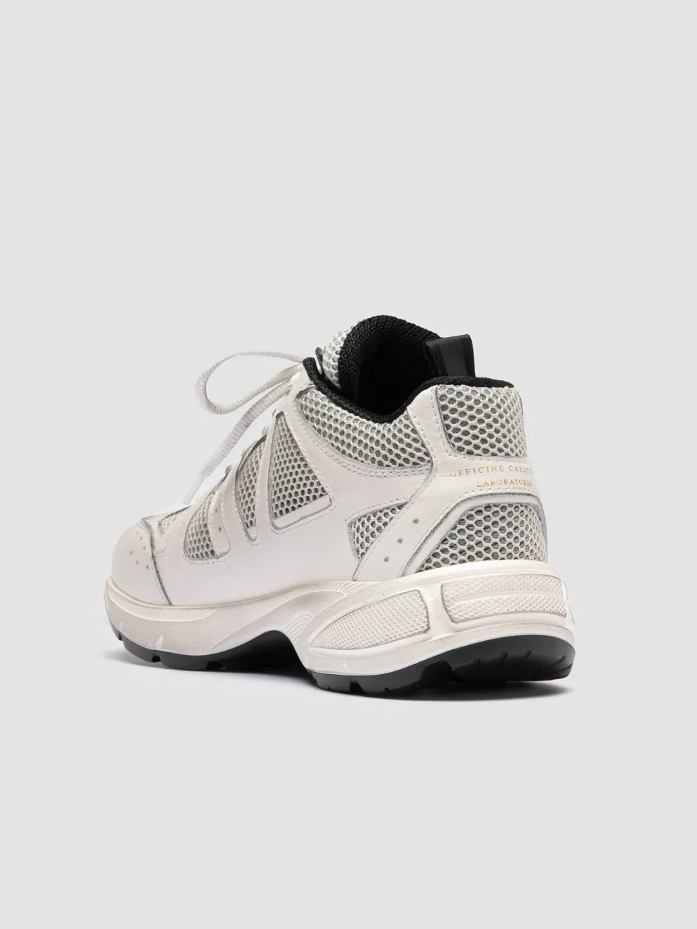 Store Officine Creative SUPURBIA 101 - White Leather & Mesh Low Top Sneakers BURRO