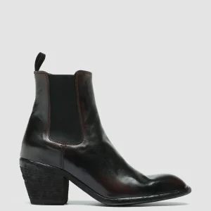 Hot Officine Creative SYDNE 001 - Black Leather Chelsea Boots BURGUNDY/BLACK